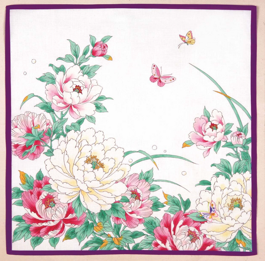 Japanese cotton handkerchief - Peony (2 colors)