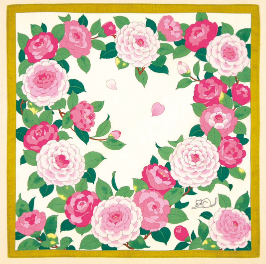 Japanese cotton handkerchief - Camellia (2 colors)