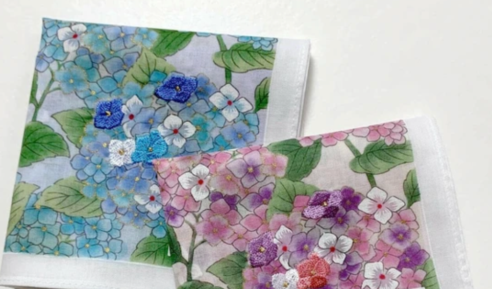 Japanese cotton handkerchief - Hydrangea (3 colors)