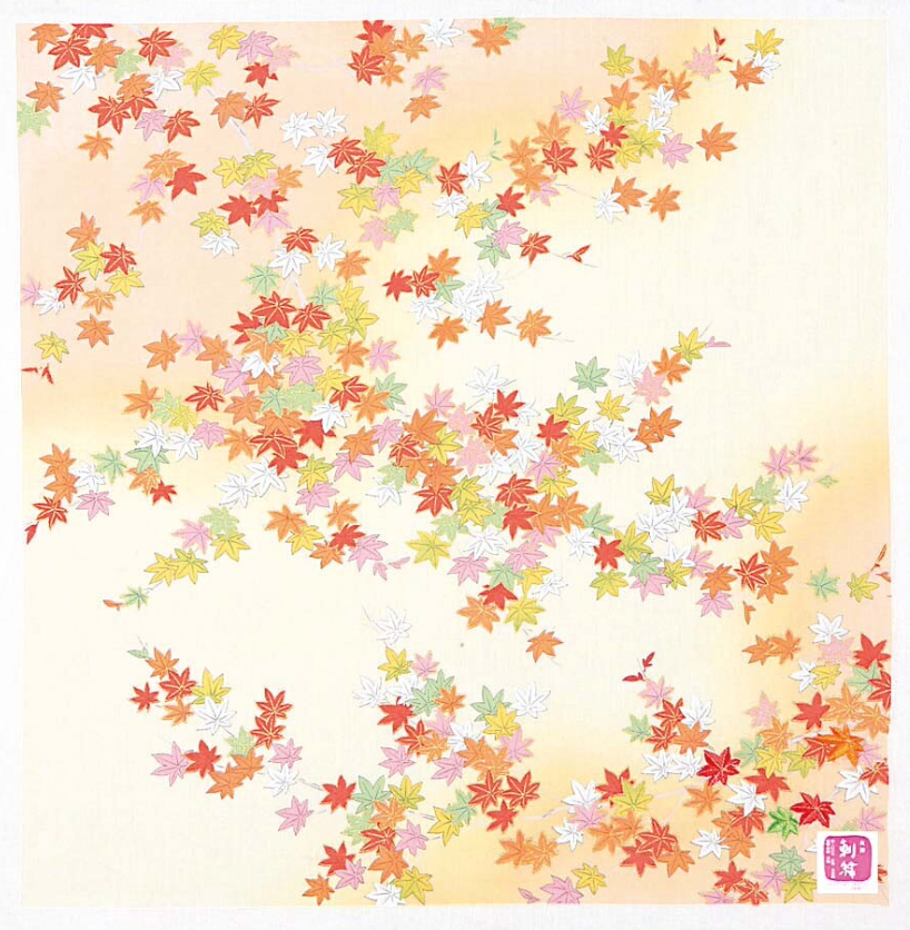 Japanese cotton handkerchief - Autumn leaves (3 colors)