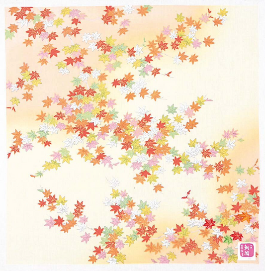 Japanese cotton handkerchief - Autumn leaves (3 colors)