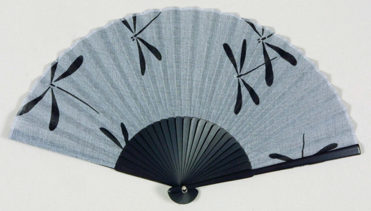 Japanese cotton & bamboo fan - Dragonflies