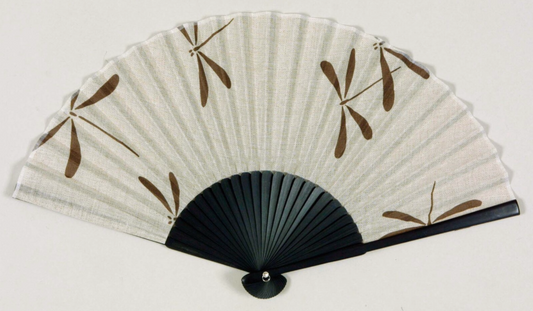 Japanese cotton & bamboo fan - Dragonflies