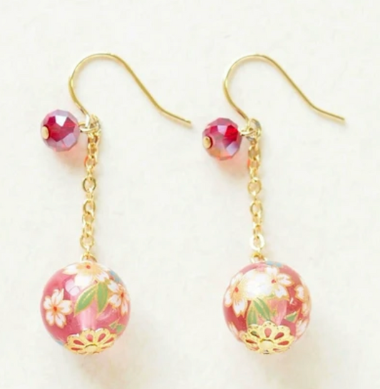 Cherry blossom bead earrings (4 colors)