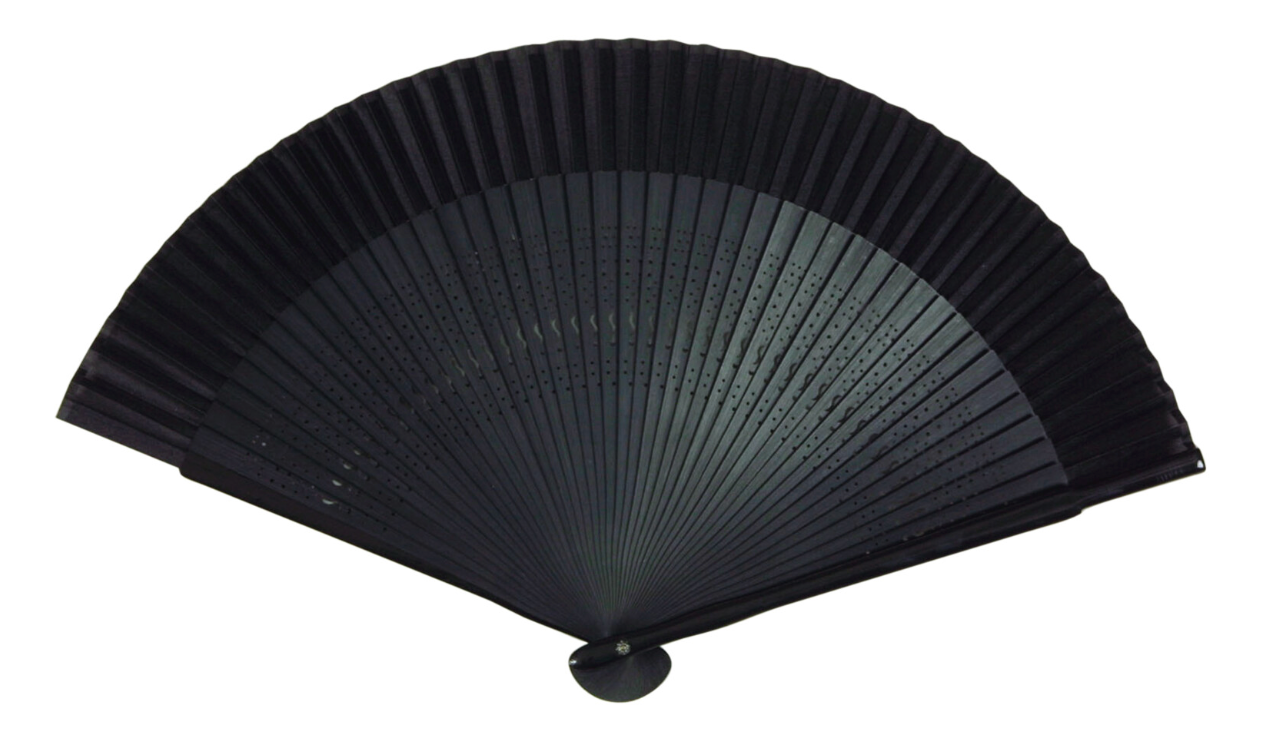 Black silk folding fan