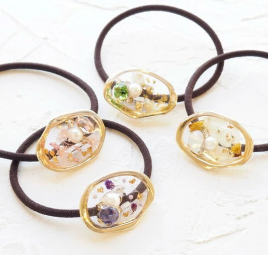 Birthday stone & dried flower hair band