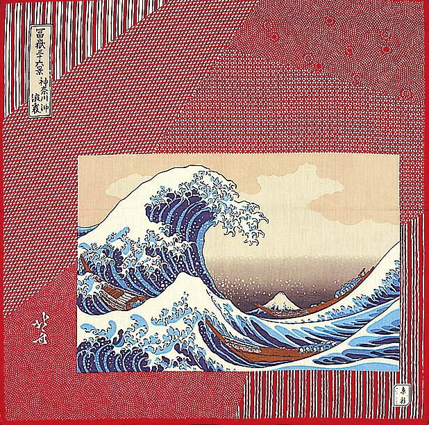 Japanese cotton handkerchief - The Great Wave (3 colors)