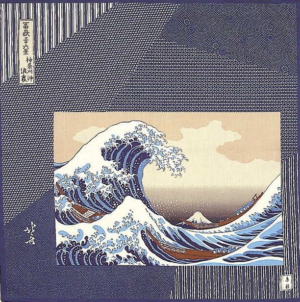 Japanese cotton handkerchief - The Great Wave (3 colors)