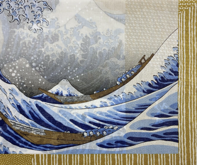 Japanese cotton handkerchief - The Great Wave (3 colors)