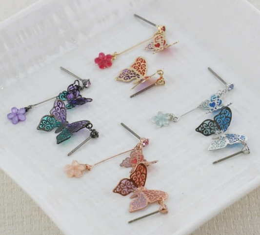 Butterfly earrings with titanium post (4 colors)