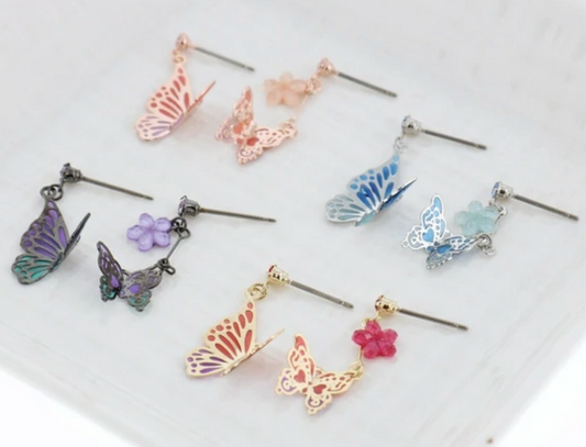 Butterfly earrings with titanium post (4 colors)