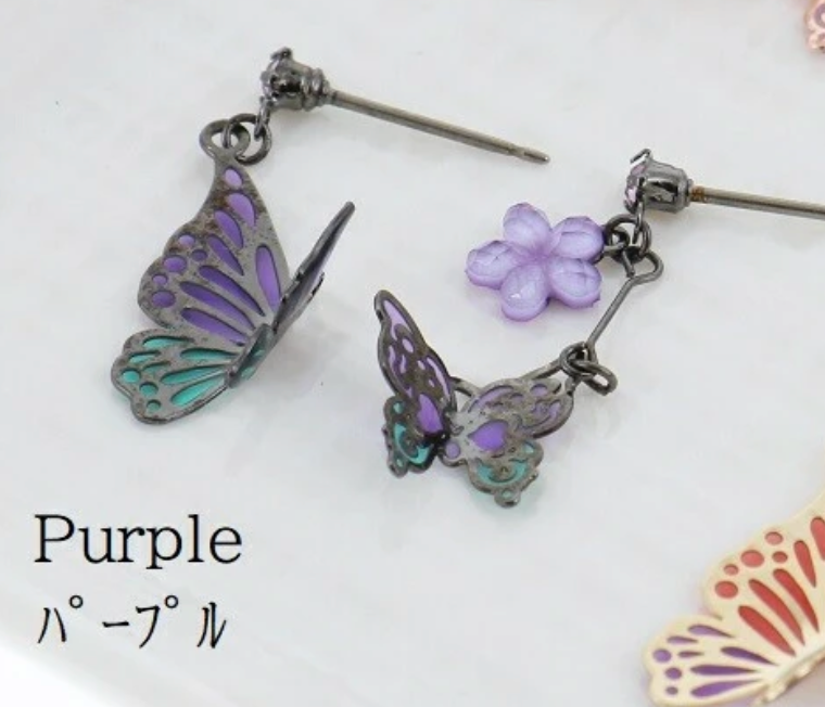 Butterfly earrings with titanium post (4 colors)