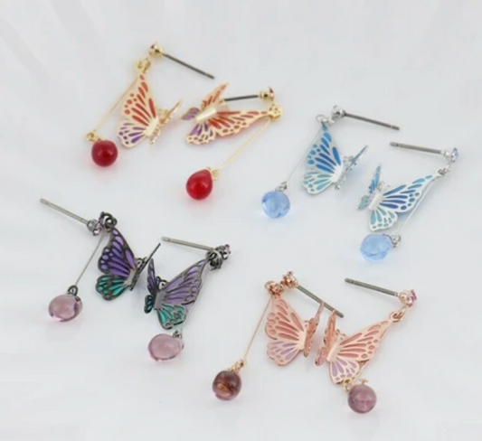 Butterfly earrings with titanium post (4 colors)