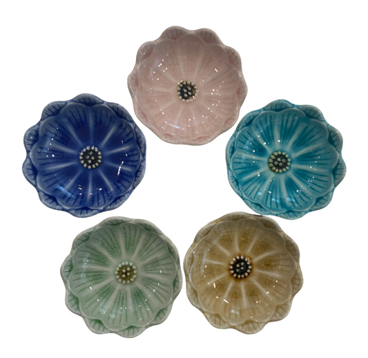 Minoyaki ware side dish bowl - flower series (5 colors)