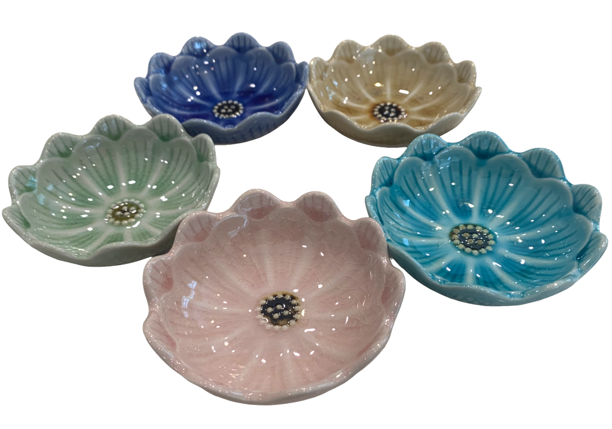 Minoyaki ware side dish bowl - flower series (5 colors)