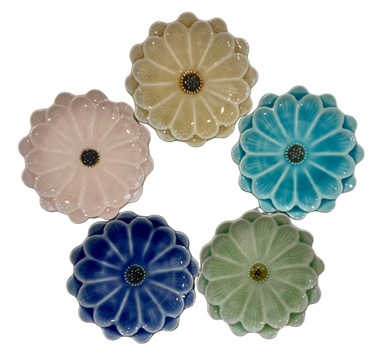 Minoyaki ware small plate - flower series (5 colors)