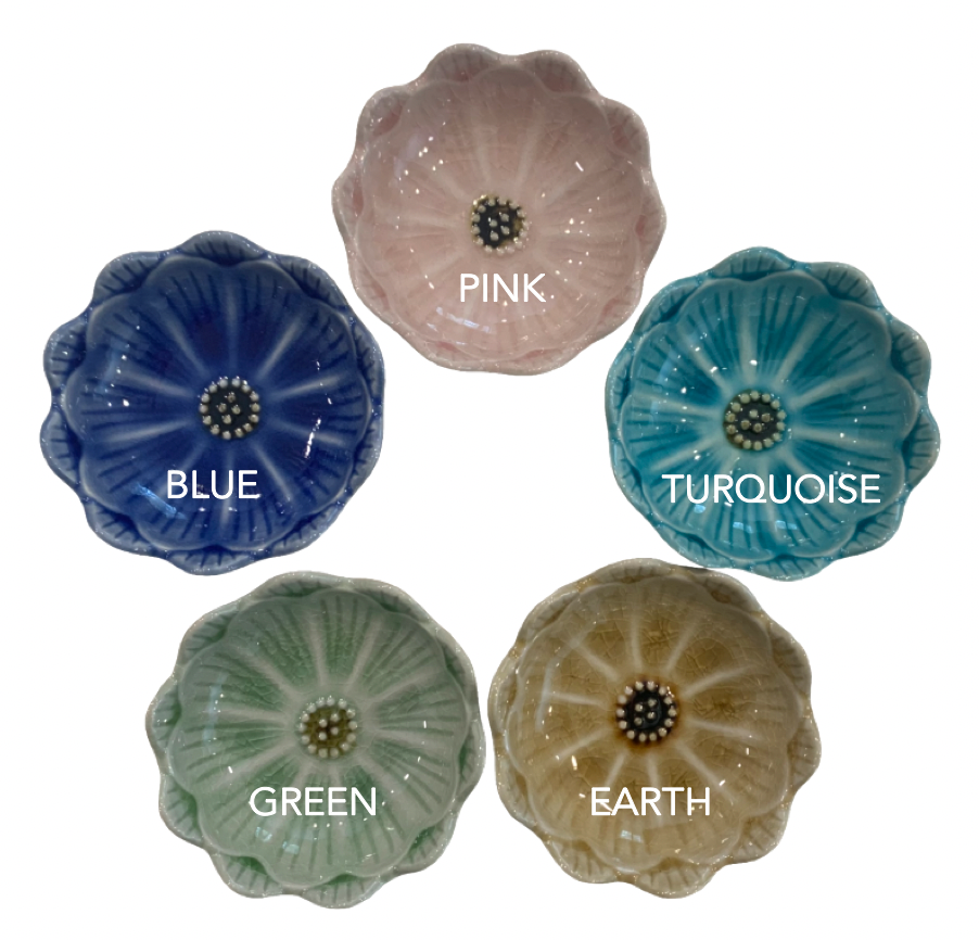 Minoyaki ware side dish bowl - flower series (5 colors)