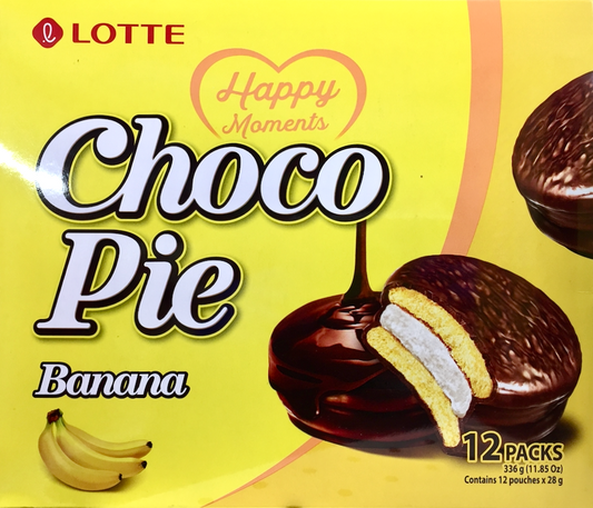 Lotte banana choco pie 12pcs 11.8oz (336g)