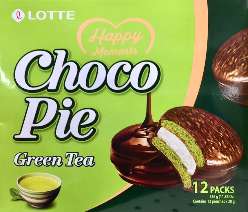 Lotte green tea choco pie 12pcs 11.8oz (336g)