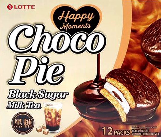 Lotte black sugar milk tea choco pie 12pcs 11.8oz (336g)