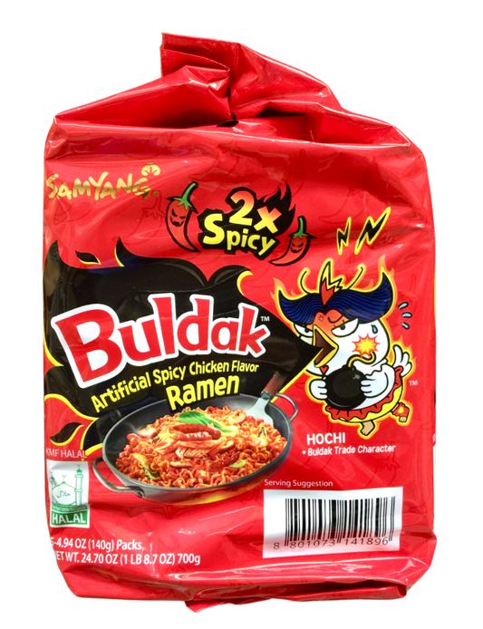 Samyang buldak 2X spicy chicken flavor ramen 4.94oz 5 packs (700g) 🌶🌶🌶