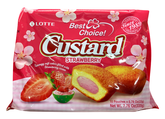 Lotte custard cream cake strawberry 10pcs 7.76oz (220g)