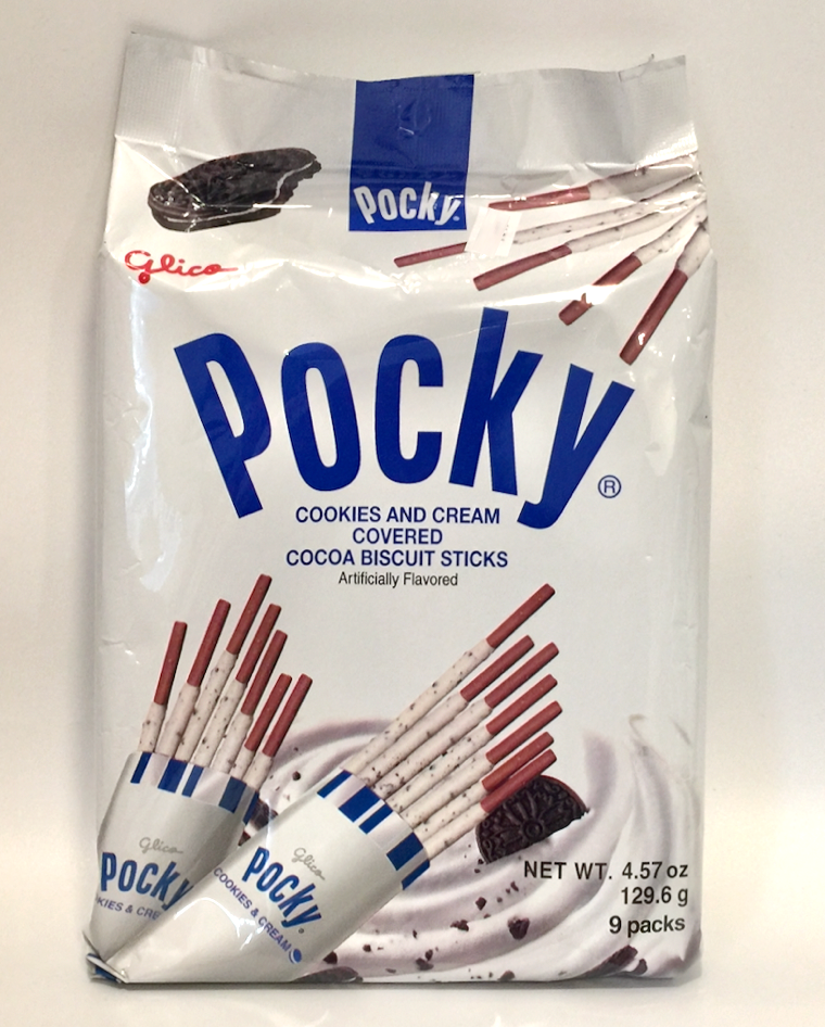 Pocky cookie & cream covered cocoa biscuit sticks 9 packs 4.5oz (129g)