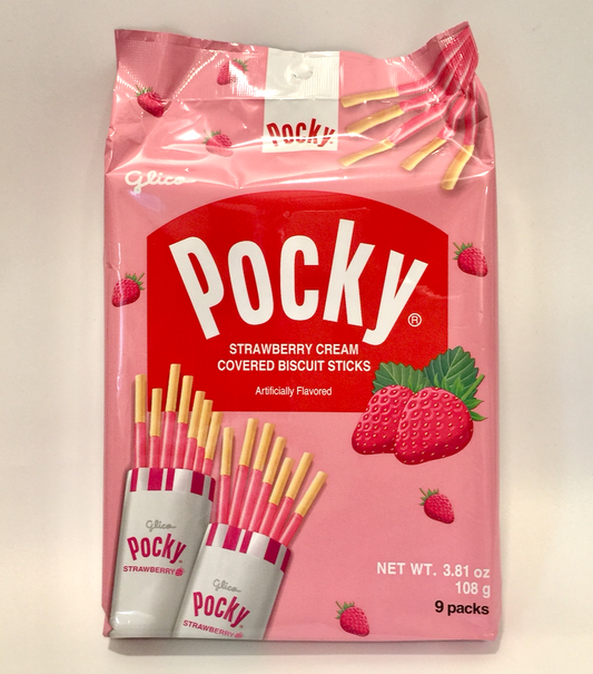 Pocky strawberry cream covered biscuit sticks 9 packs 3.8oz (108g)