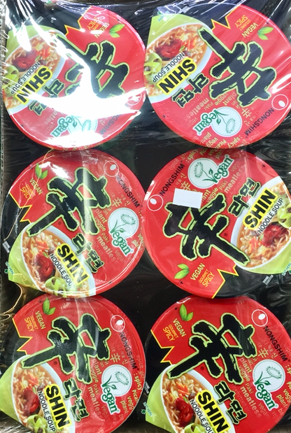 Nongshim shin vegan gourmet spicy ramyun cup 2.64oz 6 counts (450g) 🌶