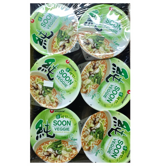 Nongshim soon savory veggie vegan ramyun cup 2.6oz 6 counts (450g)