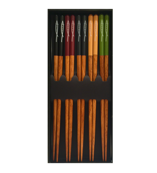 Premium bamboo chopsticks 5 pairs in a gift box