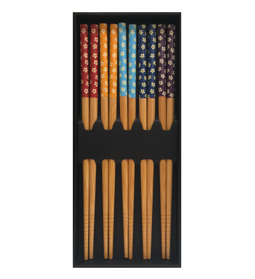 Bamboo chopsticks 5 pairs in a gift box