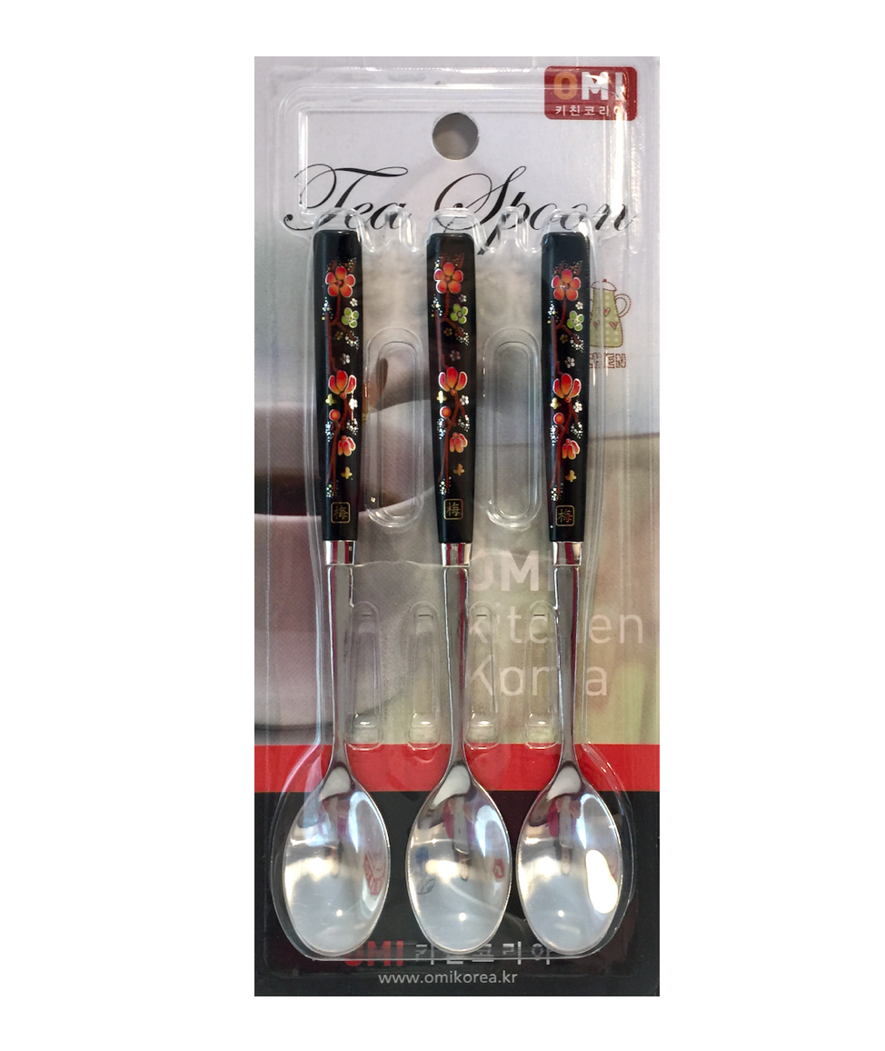 Red plum blossom stainless steel tea spoon 3pcs