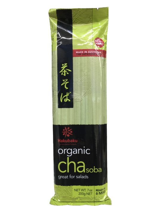 Hakubaku organic/Non-GMO cha (green tea) soba noodle 7oz (200g)