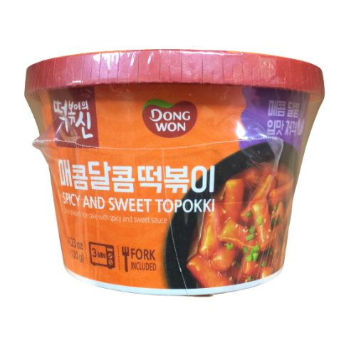 Dongwon spicy & sweet topokki rice cake cup on-the-go 4.2oz (120g) 🌶