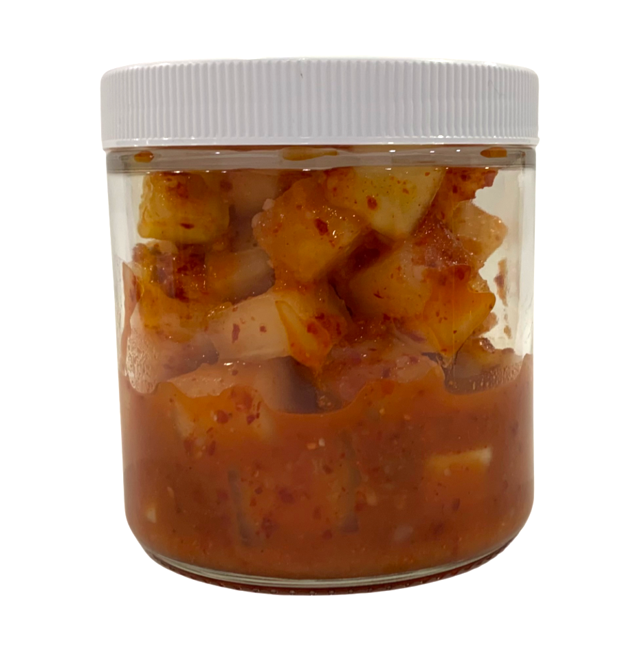 [Ref] Fuji apple radish Kimchi 12oz (340g) + glass packaging 🌶