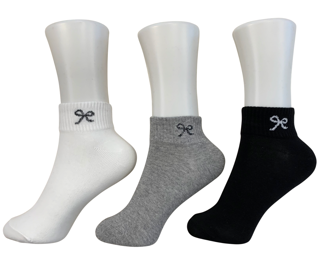 Korean cotton blend ankle socks - Ribon medium (3 colors)