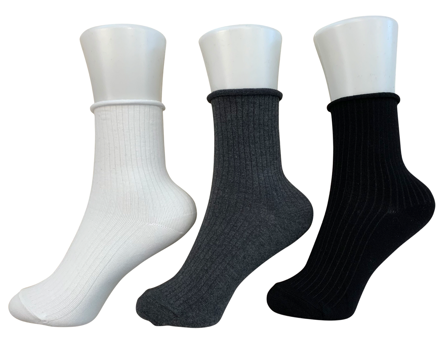 Korean cotton blend socks - No-Band thin medium (3 colors)