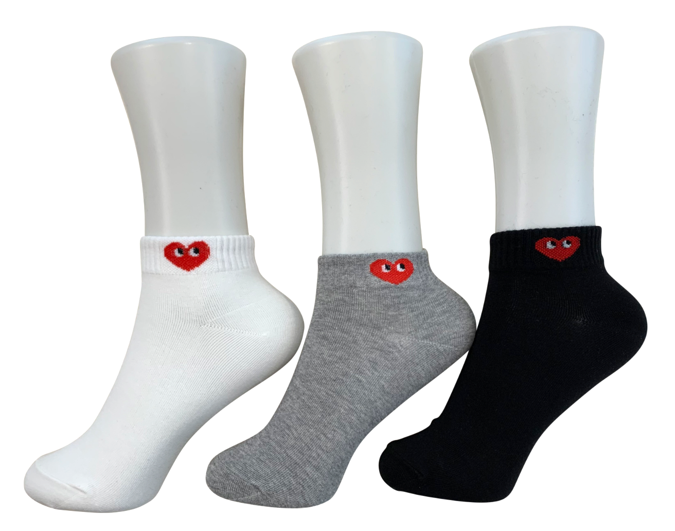 Korean cotton blend ankle socks - Heart medium (3 colors)