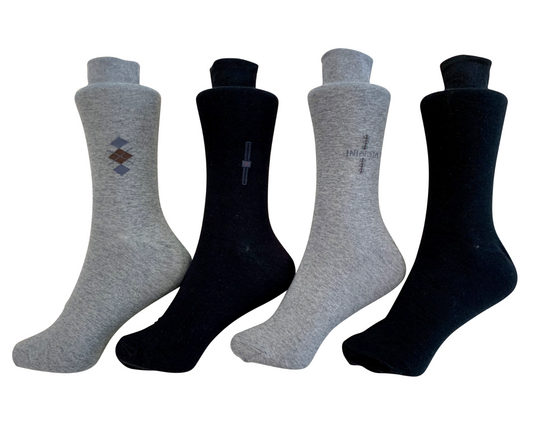 Men's cotton blend dress socks - Black (7 designs)