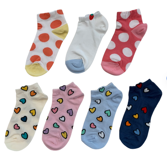 Women's cotton blend ankle socks (7 designs)