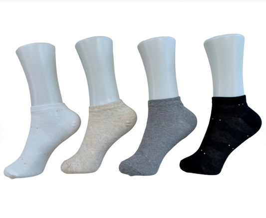 Women's cotton blend lightweight ankle socks (4 colors)