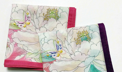 Japanese cotton handkerchief - Peony (2 colors)