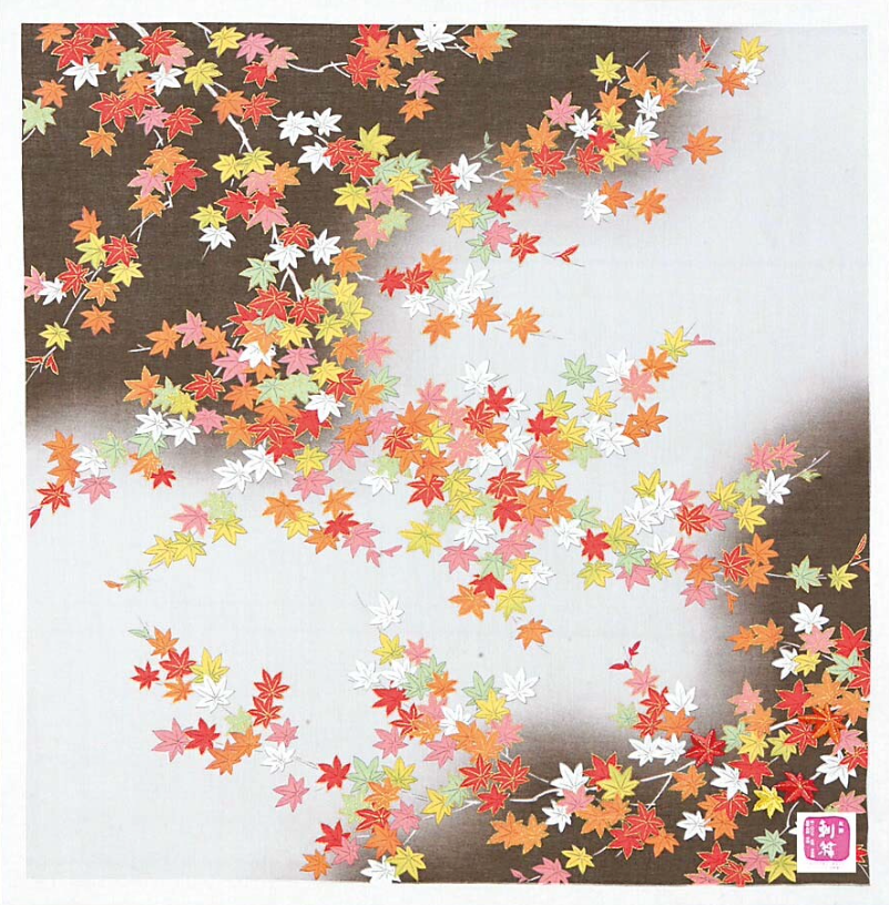 Japanese cotton handkerchief - Autumn leaves (3 colors)