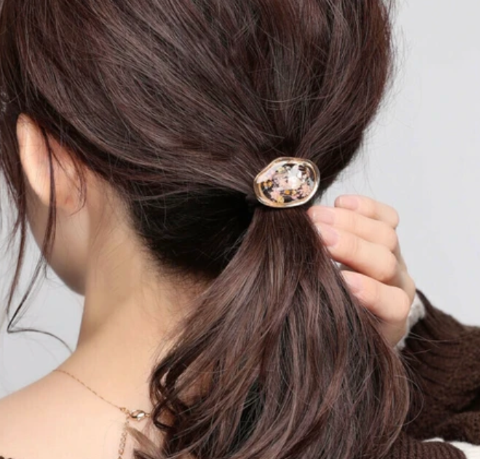 Birthday stone & dried flower hair band