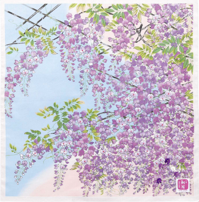 Japanese cotton handkerchief - Wisteria trellis (3 colors)