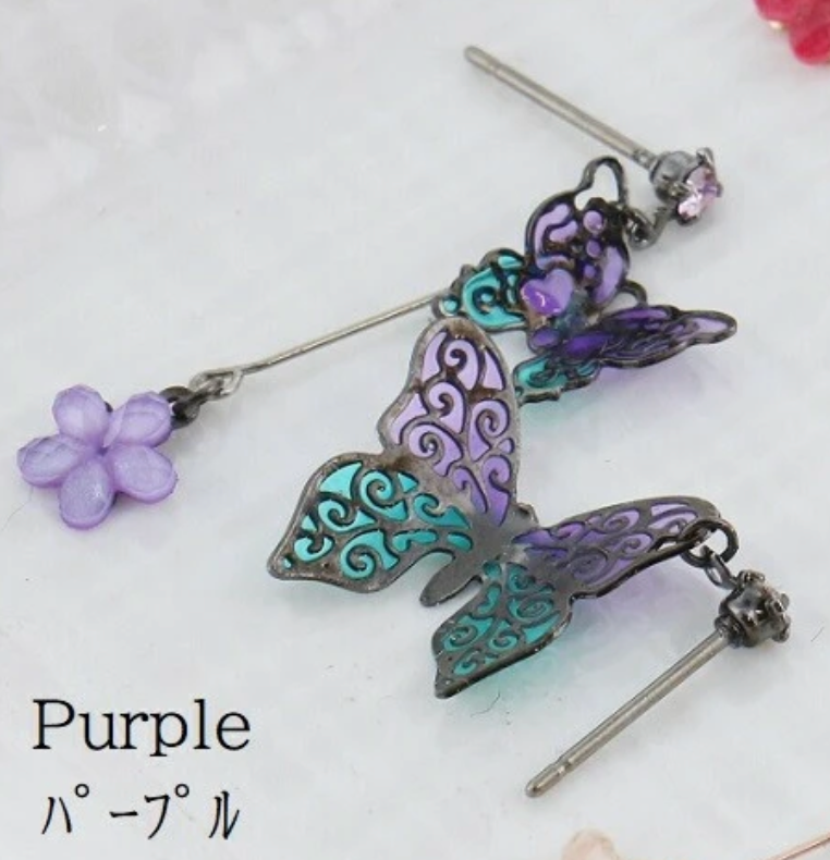 Butterfly earrings with titanium post (4 colors)
