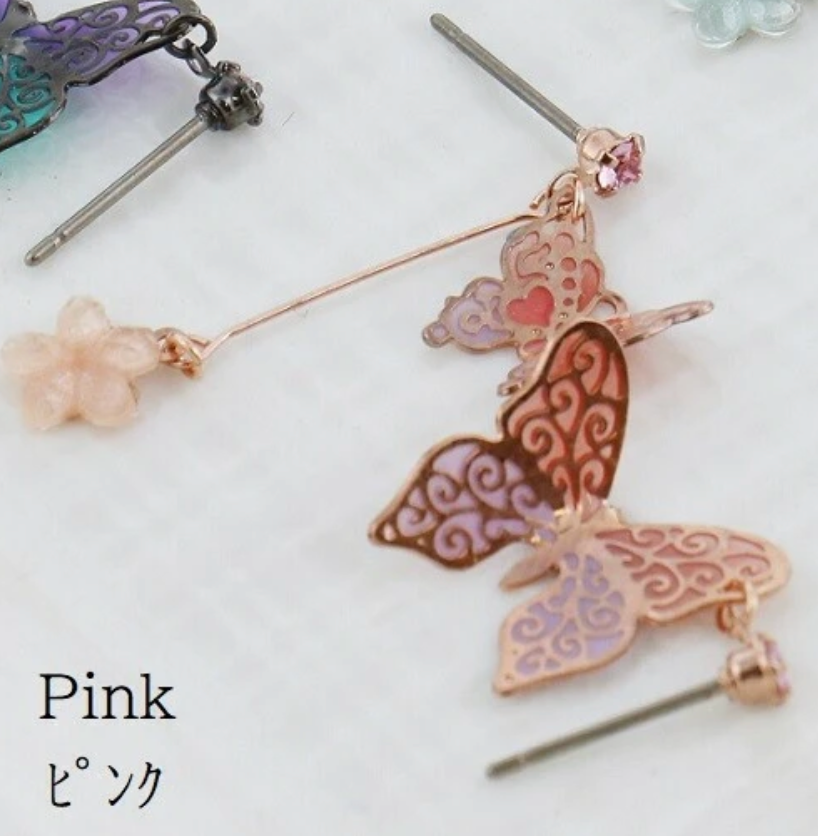 Butterfly earrings with titanium post (4 colors)