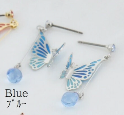 Butterfly earrings with titanium post (4 colors)