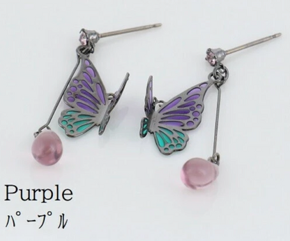 Butterfly earrings with titanium post (4 colors)